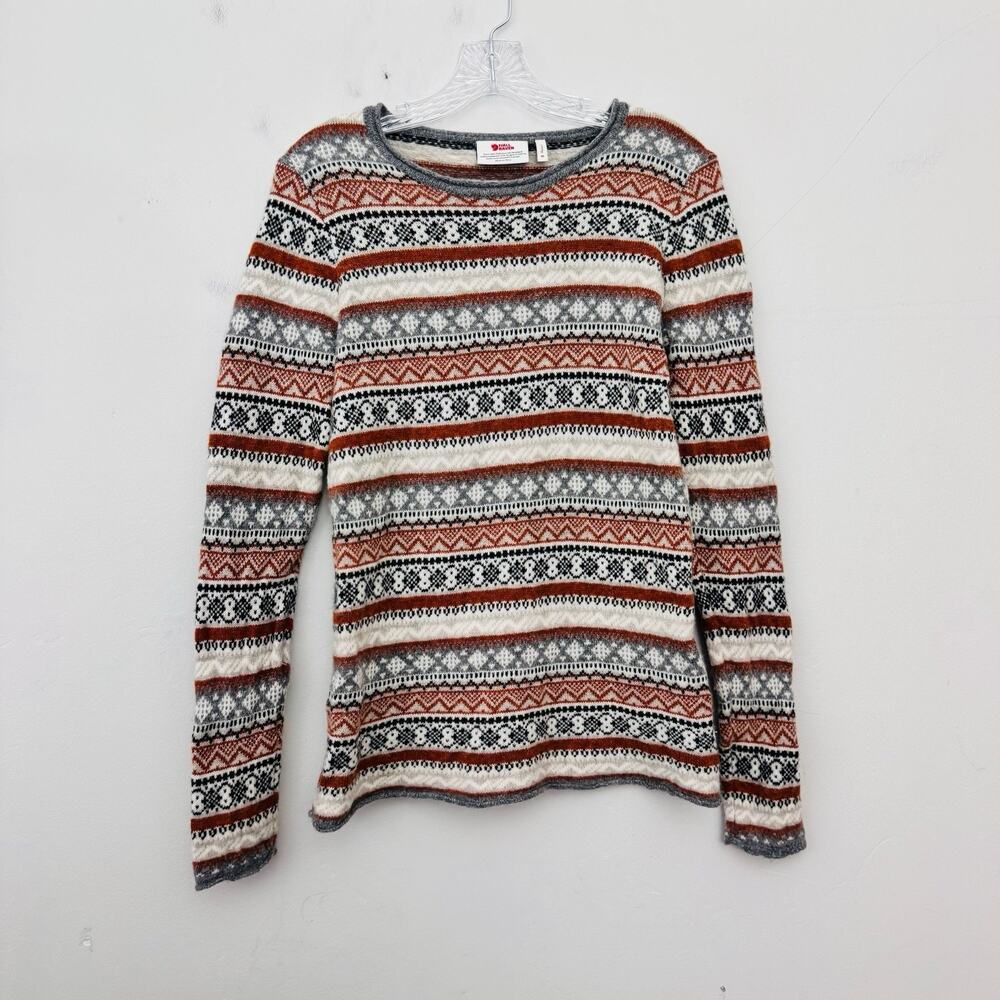 Fjällräven Övik Folk Knit Sweater Red And Gray Women’s M